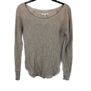 American Eagle Sweater Crewneck Long Sleeve Shimmer Tight Waffle Knit Round Hem